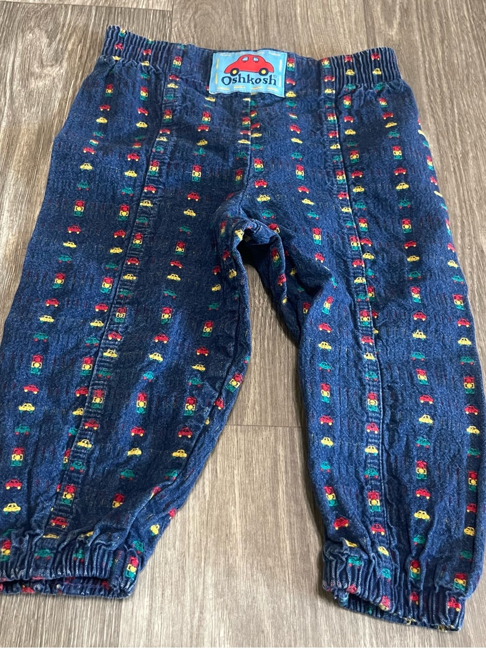Vintage OshKosh B'gosh Navy Blue Kids Pants with Car Print